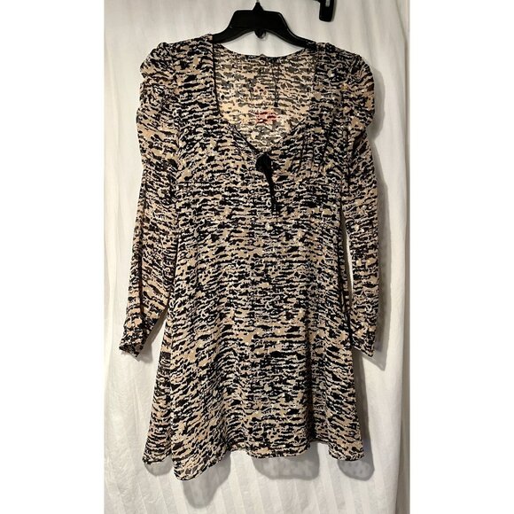 Zara NWT Leopard Print MINI Dress V Neck Sheer  Size Small Animal Print Cheetah - Picture 1 of 5